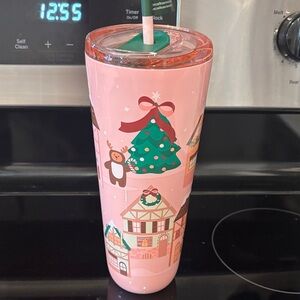 Starbucks Pink Holiday Tumbler with Straw bear tumbler NWT